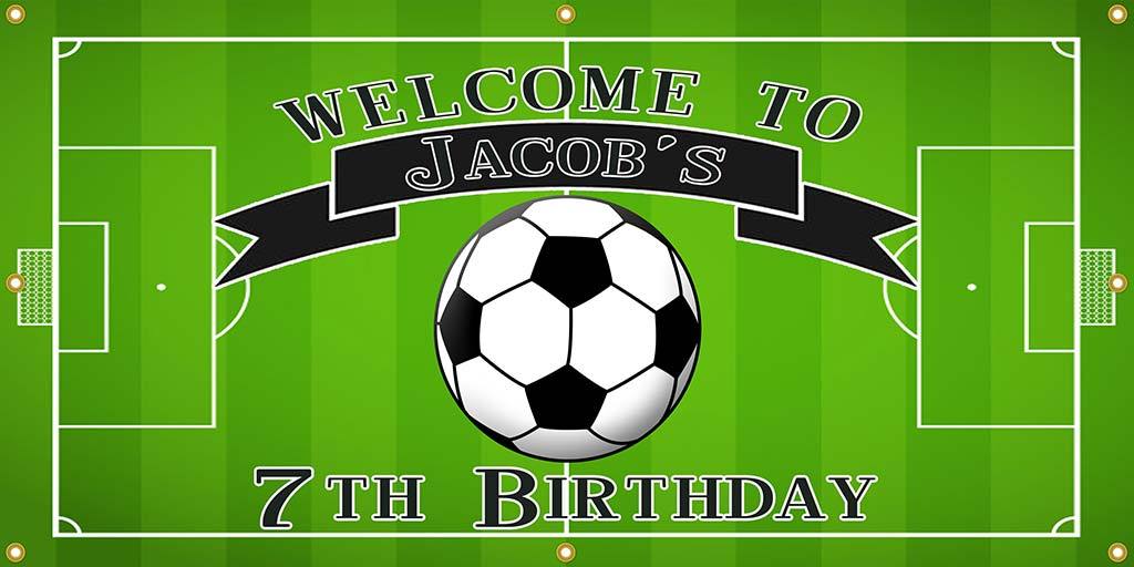 Personalized Soccer Birthday Banner - The Backdrop Store