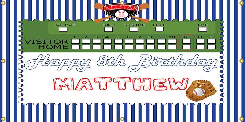 Personalized Baseball Party Banner - The Backdrop Store
