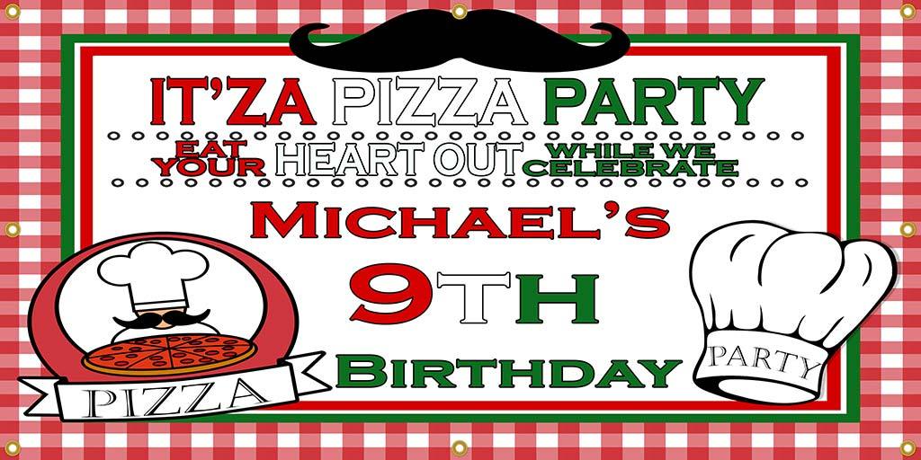 Personalized Pizza Party Banner - The Backdrop Store