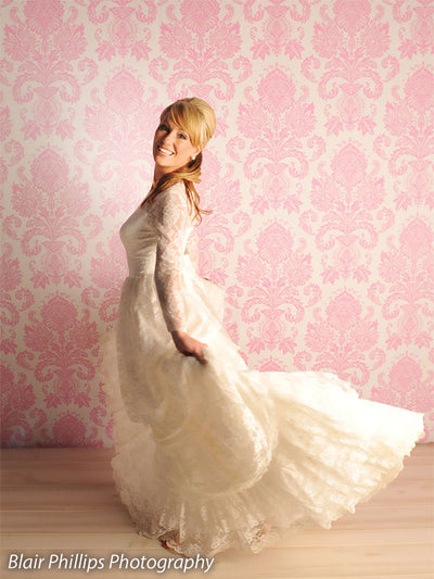 Pink Damask Photography Backdrop-Annie