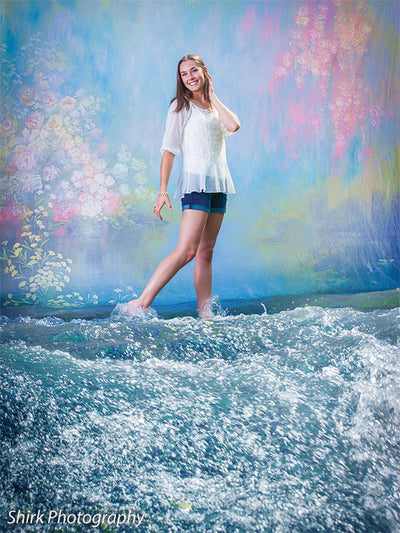 Water Flowers Printed Photography Backdrop