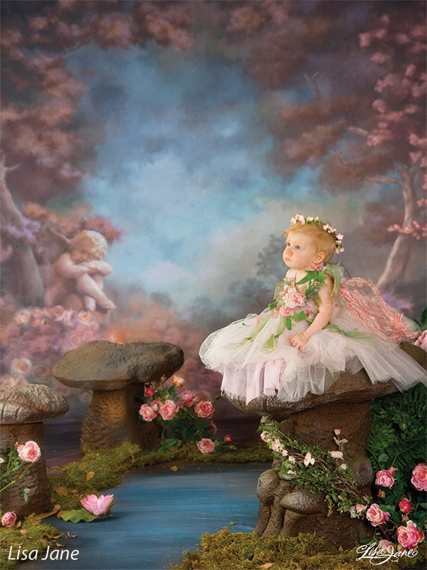 Floral Cherubs Printed Photography Backdrop