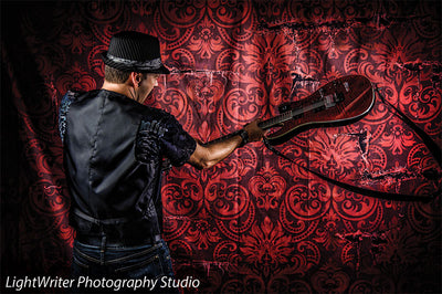 Estella Red Damask Printed Photography Backdrop