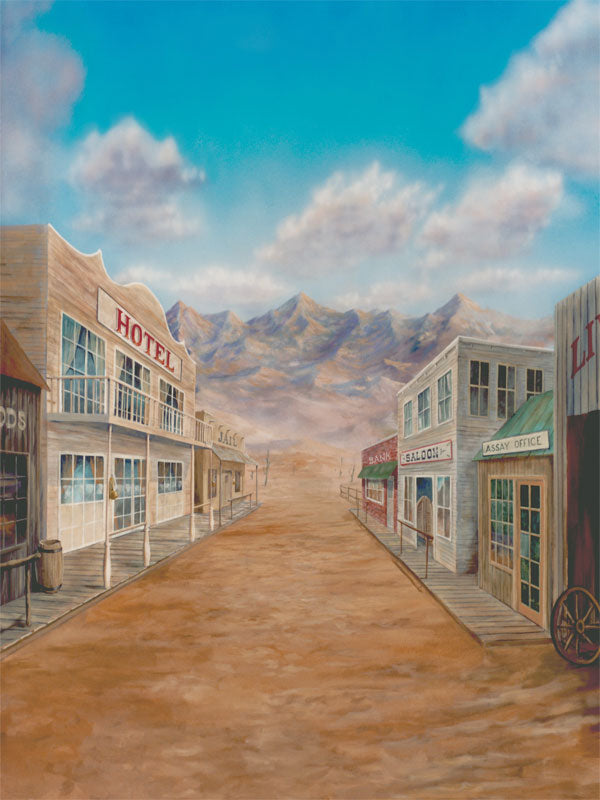 Western Town Printed Photography Backdrop