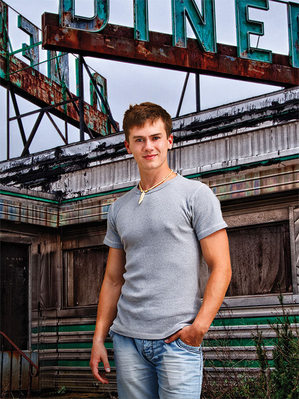 Retro diner backdrop train car vintage sign 