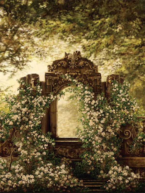 Enchanted Rose White Printed Photography Backdrop