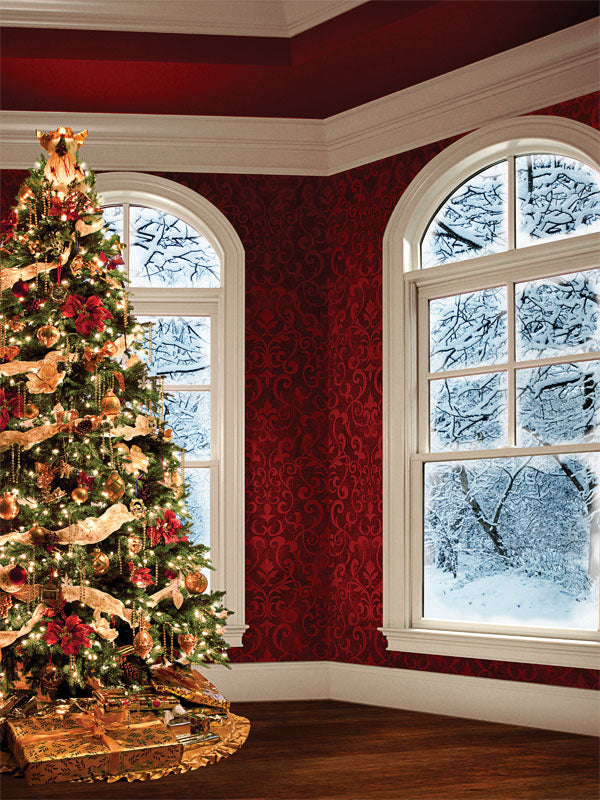 Christmas Lodge Photo Backdrop - Denny Manufacturing