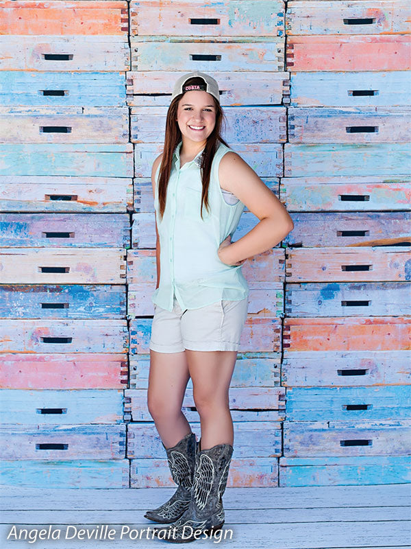 Colorful Crates Printed Photography Backdrop