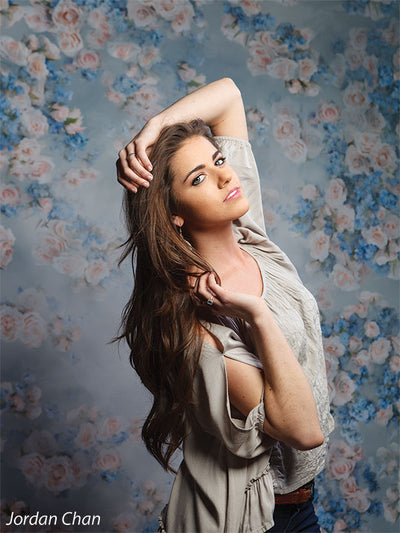 Blue Floral Photography Backdrop-Rose Master