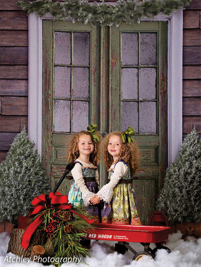 Christmas Front Door Printed Photography Backdrop
