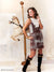 Printed Celestial Garden Backdrop sets a refined scene for a senior model posed with a carousel horse prop.