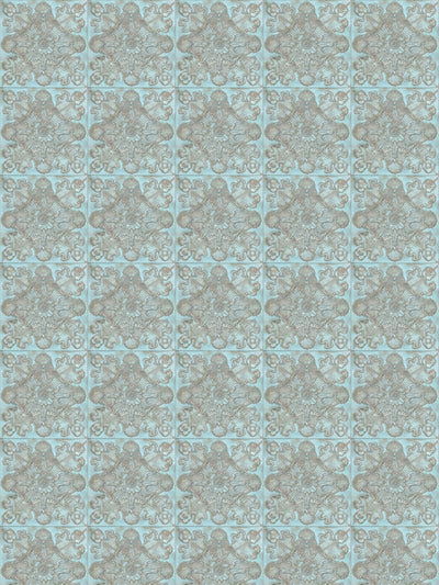 Photography backdrop with soft blue antique tile design, ideal for vintage portrait sessions and romantic senior or dance photography.
