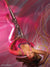 Teen girl lying on pink backdrop in silver leggings, surrounded by dynamic brushstrokes, styled for high-energy fashion portraits.